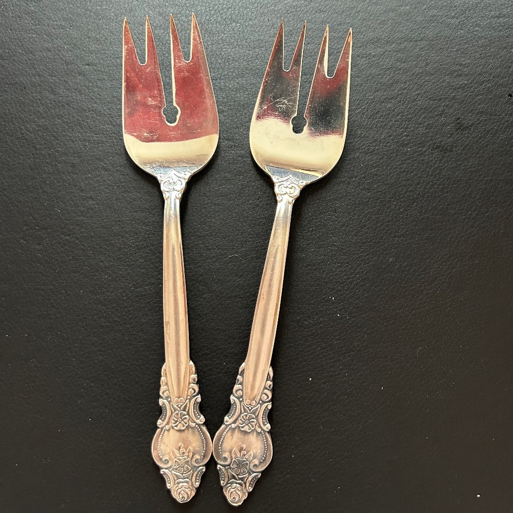 Vintage Set of 2 Melchior Large Serving Forks Troyanda Design